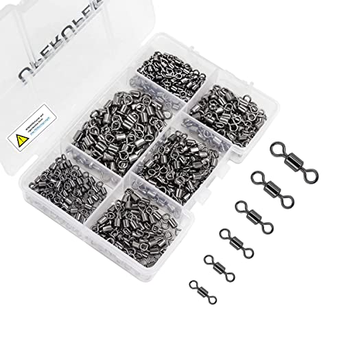 Fishing Barrel Swivels Kit, 300pcs Stainless Steel Rolling Bearing Snap Connector for Saltwater Freshwater Fishing#2#3#4#5#6#7 - style: A Style: 6 Sizes - 300pcs