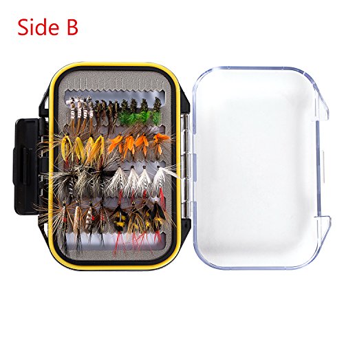 BASSDASH Fly Fishing Flies Kit Fly Assortment Trout Bass Fishing with Fly Box with Dry/Wet Flies, Nymphs, Streamers, Popper - style: 72 Pcs Assorted Flies Kit