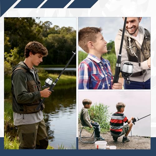 WIDDEN Kids Fishing Pole, Youth Fishing Rod and Reel Combo - Telescopic Portable Fishing Pole with Tackle Box Bag Starter Anglers Set, Fishing Gear Kit for Boys Girls Teens Age 5-18 and Beginners - color: Silver
