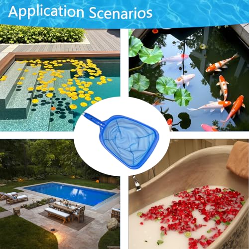 Heavy-Duty Pool Skimmer Net for Above Ground/Inground Pools - Telescopic Aluminum Pole with Fine Debris Mesh, Hot Tub & Spa Cleaning Tool - Compact No-Tangle Design