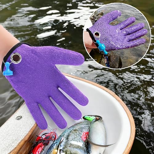 Fishing Gloves with Magnet Release - Non-Slip, Professional, Puncture Proof, Fish Handling - color: Left and right