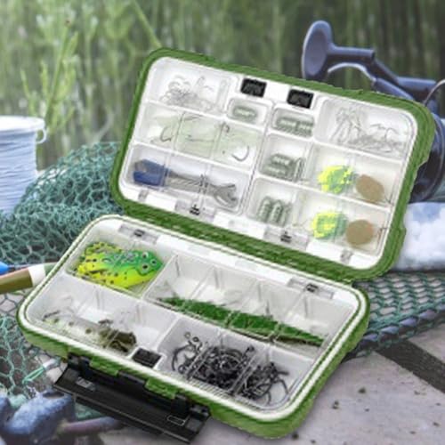 30-Compartment Fishing Lure Box ABS Water proof Tackle Storage Organizer for Lures, Hooks & Kayak Gear(Green) - color: Green