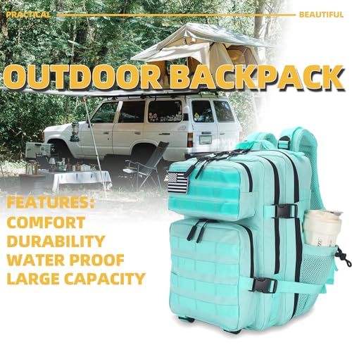 Lovelinks21 25L Tactical Backpack for Men and Women Military Backpack Small Assault Pack Molle Backpack Bug Out Bag Travel Rucksack Daypack (Mint Green) - color: Mint Green
