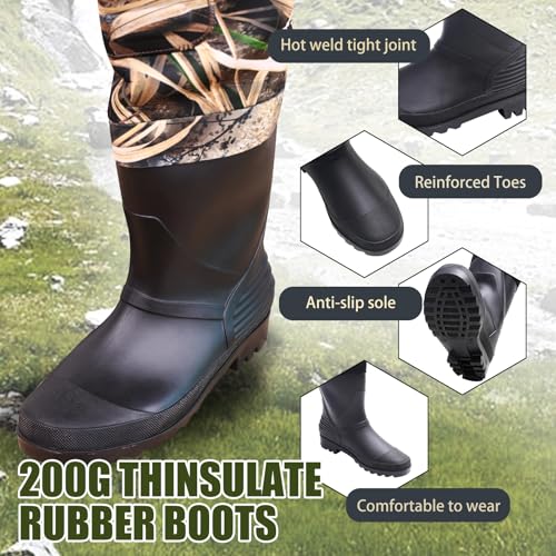 Neoprene Fishing Waders for Men, Waterproof Chest Waders - size: 14#