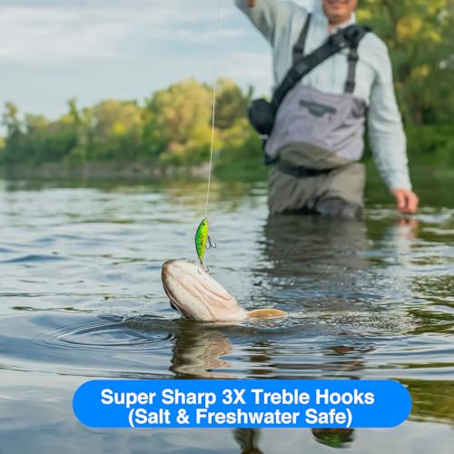 5PCS Vibration Bait Fishing Lures Set, Blade Bait & Crank Bait Hard Lures with Treble Hooks, Sinking Fishing Lures for Bass Trout Walleye Pike Freshwater Saltwater - size: 14g