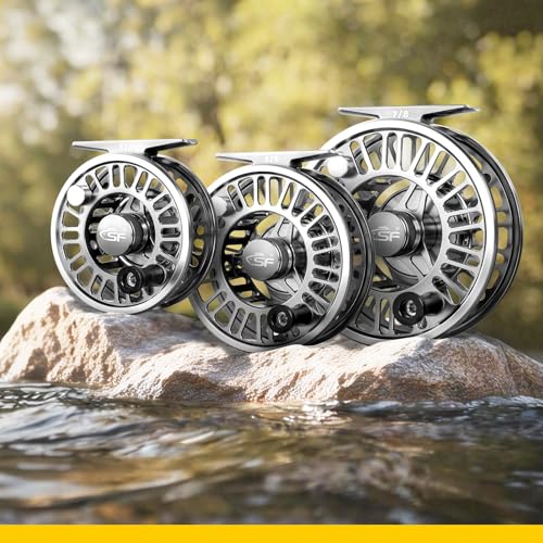 SF SF-003 Pro Fly Fishing Reel for Freshwater,CNC Precision Machining Process,Mid Arbor Design,Smooth Drag System,Lightweight Aluminum Body - size: 7/8wt, style: Gunmetal Gray