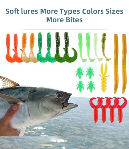 140/234PCS Fishing Lures Kit with Pliers, Fishing Gear Tackle Box Included Tackles, Bionic Baits,Spoon, Hooks, Weights Freshwater, Saltwater and Accessories for Men Women Kids - size: 140PCS
