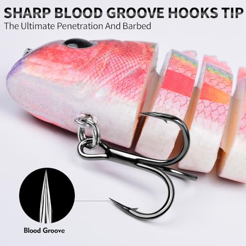 Crankbait Fishing Lure Pike Muskie Lures Lifelike Multi Jointed Swimbait Segement Hard Minnow Bait Treble Hook - color: HS078ABC-3pcs/set