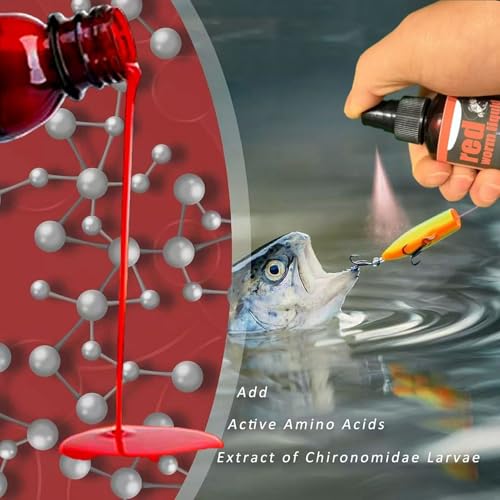 Red Worm Liquid - 60ml Fishing Bait Additive, Concentrated Angling Attractant Formula, Multifunctional Natural Scent Enhancement Booster | Catfish Carp Trout Cod Freshwater River Reservoir Outdoor