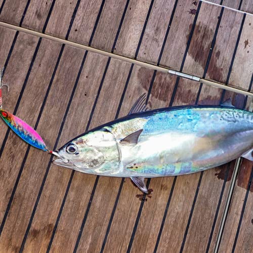 Fishing Jigs Vertical Saltwater Jigs Vertical Jigging Spoon Fishing Tuna Lures Boat Fishing Artificial Lures for Tuna, Grouper, Dogtooth, Snapper, Bass, Salmon/60g, 80g,120g - color: 5pcs-multicoloured