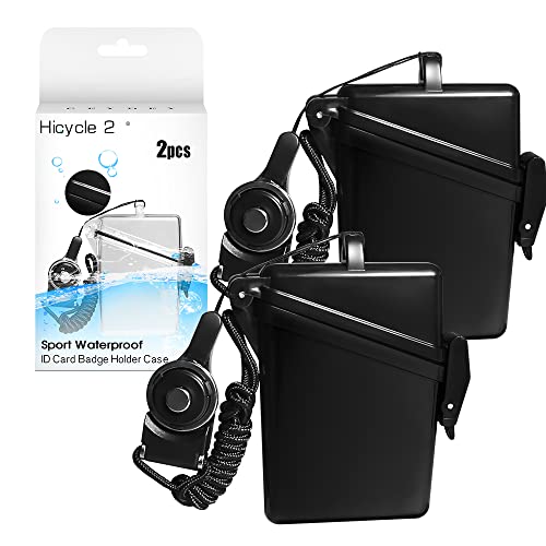 Sport Waterproof ID Card Badge Holder Case with Lanyard Cover Multiple Credit Cards, Registration, ins Card Heavy Duty Durable Locker Dry Box (Black,2pack) - color: Black,2pack