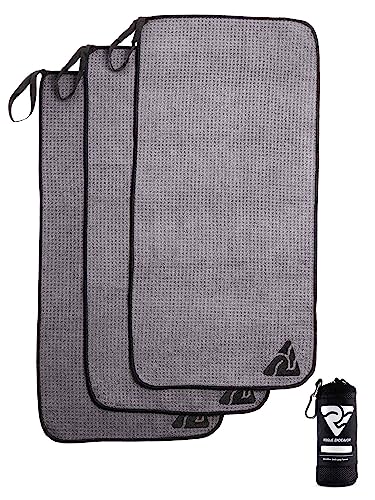 Rogue Endeavor Fishing Towels (Pack of 3) – Microfiber Towels for Fishing with Belt Loop and Carry Bag (Gray)
