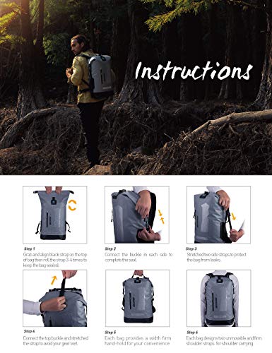 IDRYBAG Waterproof Backpack for Men 20L/30L/40L, Floating Dry Bag Kayak, Dry Backpack Hiking - color: Gray, size: 40L
