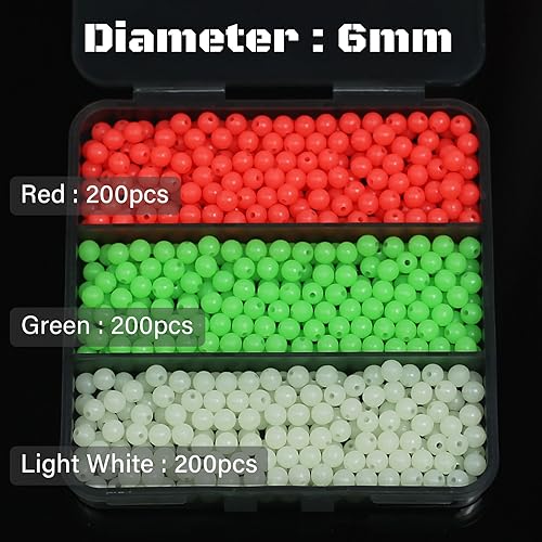 Fishing Beads 6mm 8mm 10mm Glow in The Dark Bead Round Plastic Lure Rigging Catfish Rig Freshwater Saltwater for Fishing Rigs - size: 6mm (600pcs)