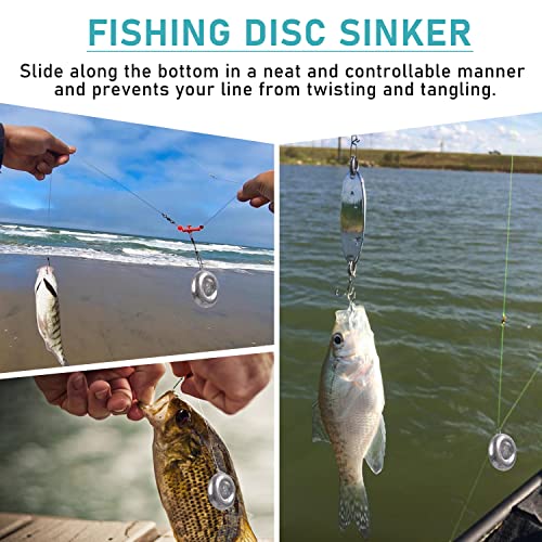 Disc Sinkers Fishing Weights, Flat Coin Sinkers Saltwater Surf Fishing Weights for Catfishing Drifting Trolling Bottom Saltwater Fishing Tackle 1oz 2oz 3oz 4oz 5oz 6oz 8oz - style: 2 Ounce, 10 Pack