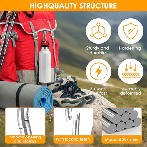 KATUMO 2 Inch Carabiner Clip, 304 Stainless Steel Spring Snap Hook, 207LBS Holding Capacity Quick Link Clip, Small Metal Clips for Key Chain Flag Dog Leash Camping Hiking Fishing Hanging - size: 12 PCS