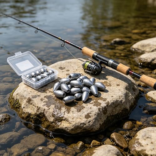 Lead Worm Weights, Bullet Fishing Sinkers for Texas Rig | 40/50 Pack Lead Worm Weights, Smooth Hole , Weedless Rig for Texas Rig and Finesse Bass Fishing 1/8 3/16 1/4 3/8oz - size: mixed size-40oz
