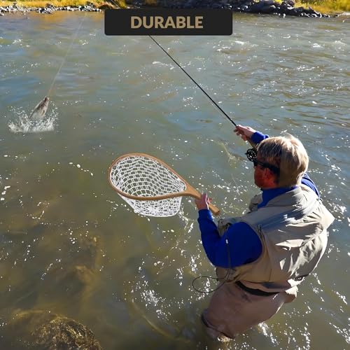 Wooden Fishing Nets - Rubber Fishingnets, Fly Fishing Dipnets, Fishing Nets with Handles - color: White, style: White Silicone Mesh