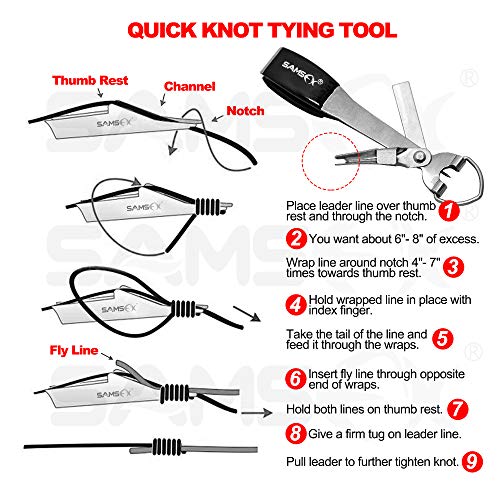 SAMSFX Fishing Knot Tying Tool, Multifunctional Fly Fshing Nippers, Quickly Tie Fishing Knots for Hooks, Lures and Flies, Fishing Clippers with Retractor - color: Silvery Knot Tool, style: Carabiner Retractor