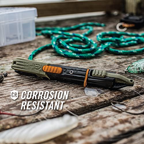 Gerber Gear LineDriver - Fishing Line Multitool with Spinning Line Vise, Tether Ring, Eyelet Clearing Spike, Hook Threader, Scissors & Split Shot Crimper - Premium Fishing Gear
