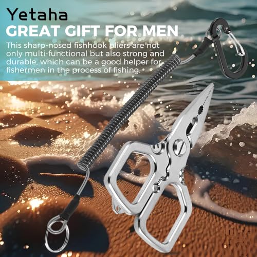 Yetaha 4 Inch Stainless Steel Fishing Pliers with Anti-Slip Grip | Mini matte multi-functional fishing pliers, ideal saltwater tackle & practical fishing gifts for men