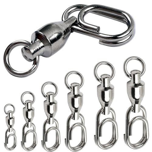 Ball Bearing Fishing Swivel Snaps with Oval Split Rings,25pcs Set High Strength Power Snap Swivels Quick Change Lure Connector Fish Tackle Saltwater Freshwater 30lbs-125lbs