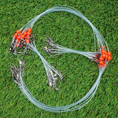 Fishing Leaders Saltwater Fishing Rigs Fishing Wire Leaders with Swivels Snaps High-Strength Fishing Leader Line Rig Bottom Rig Nylon Steel Sea Surf Fishing Rigs Tackle 1Arm 2Arms - color: Blue Nylon, style: 2 Arm, 12pcs