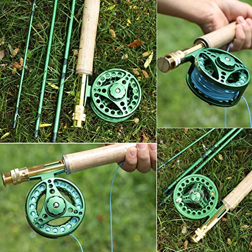 Sougayilang Saltwater Freshwater Fly Fishing Rod with Reel Combo Kit - color: D-Green Kits with Bag