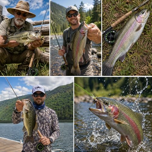 TOPFORT Fly Fishing Rod and Reel Combo, 4-Piece Fly Rod Kit with Complete Fly Fishing Gear: Fly Rod, Pre-Spooled Fly Fishing Reel, Fishing Flies, Leader, Forceps, Nipper and Carrying Case - color: 3/4# 2.43m 8FT Fly Fishing Rod and Reel Combo