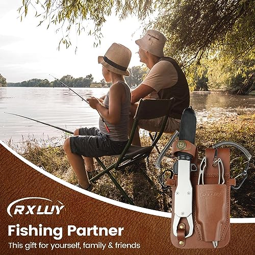 Fishing Pliers Holster with Retractable Lanyard, Universal Fit for Most Sea Fishing & Wild River Lure Tongs Leather Accessories - color: Dark Brown