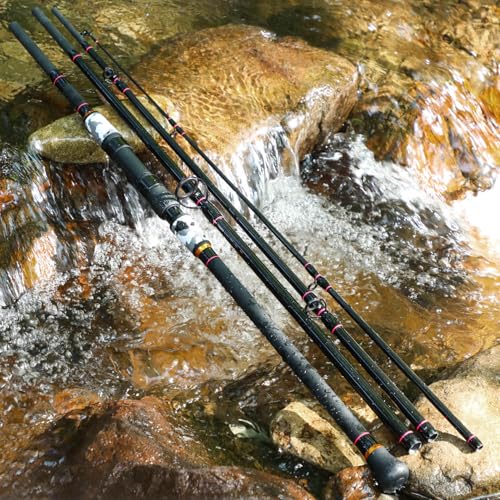 Sougayilang Surf Fishing Rod Portable Travel MH/H Surf Spinning Rod 4 Piece Carbon Fiber Saltwater Fishing Rod 10'/11'/12'/15' - color: gray, size: 10ft-Spinning-4Pc-MH