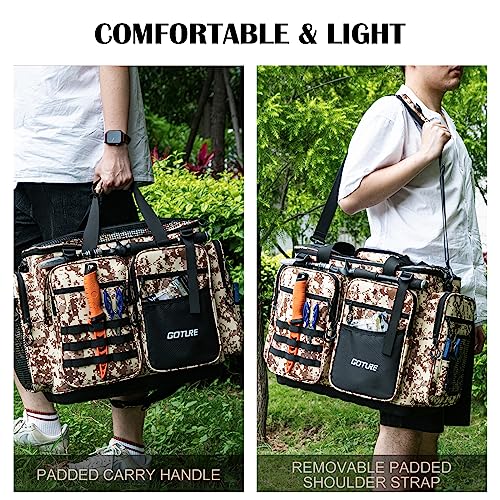 Goture Large Tackle Bag,Store Up to 8PCS 3700 Plus 4PCS 3600 Tackle Trays(Not Included),Water Resistant Saltwater Gear Storage Big Fishing Bag with EVA Bottom,Gifts for Men(21.65"x11.8"x15.16")-Khaki - color: A1 Khaki Extra Large Without Trays