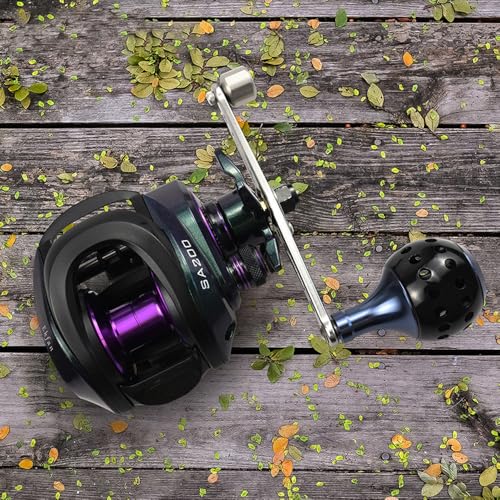 Baitcasting Power Handle Aluminum Alloy Rocker Arm for Bait Caster Round Fishing Reel Handle Knob Replacement Parts 8 * 5mm Holes - color: Black Red