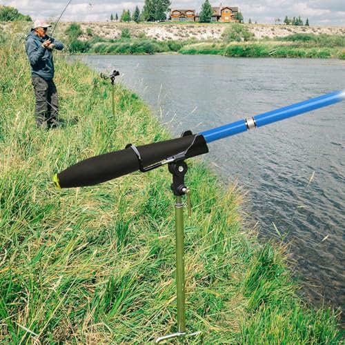Fishing Rod Holders, 360 Degree Adjustable Fishing Pole Holders for Ground, Multifunctional Stainless Steel Beach Fishing Rod Holder Fishing Gifts for Men - color: Silver and Black