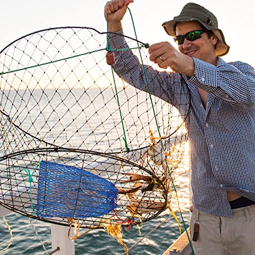 Honoson 6 Pcs Crab Trap Bait Bags with Locker Portable Fish Trap Outdoor Sports Style Crab Snare Mesh Bait Traps Shrimp Net Fishing Accessories Folding Crabbing Equipment for Crawfish Minnow Lobster