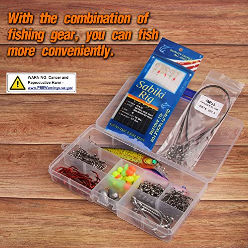 Saltwater Fishing Tackle Kit, Surf Fishing Gear Set Includes Saltwater Lures, Bait Rigs, Swivel, Hooks, Sinkers Weights, Wire Leaders Various Accessories