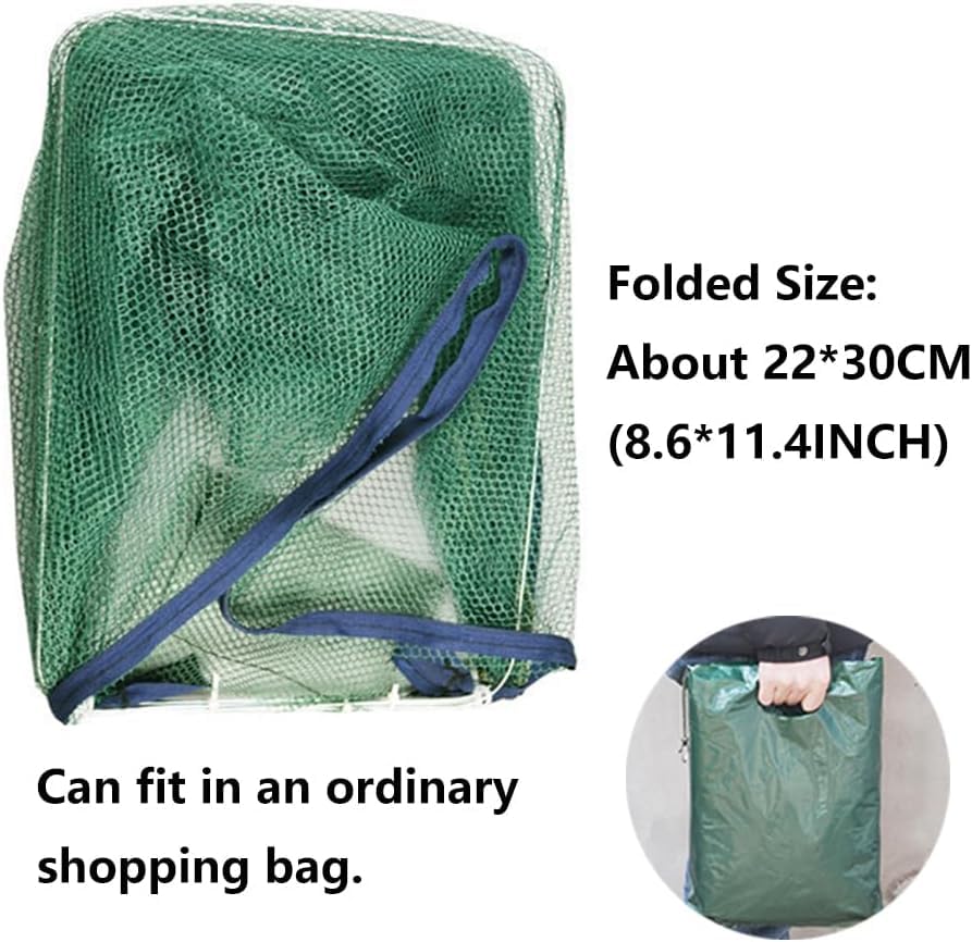 Foldable Fish Trap,Minnow Crawfish Crab Crayfish Bait Net,Portable Shrimp | 1/2 Pcs Crawdad Cast,Nylon Mesh Steel Frame,Durable Lightweight Zipper,Entrances 360 Design,Lakes Rivers Sink Catch - color: 1Pc 6 holes
