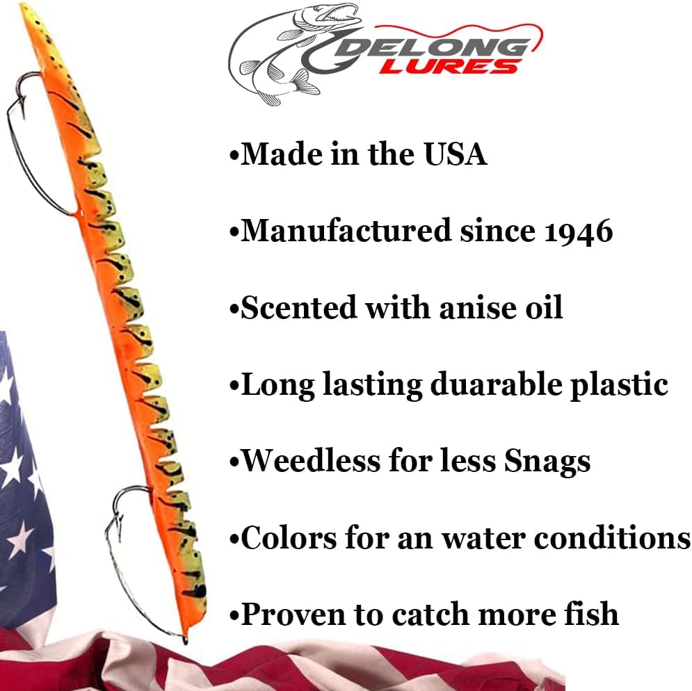 DeLong Lures – Made in USA 6" Bass Fishing Worms, Pre-Rigged Weedless & Unrigged Soft Plastic Baits, Anise-Scented Durable Lures for Freshwater & Saltwater - color: Variety 5 Pack