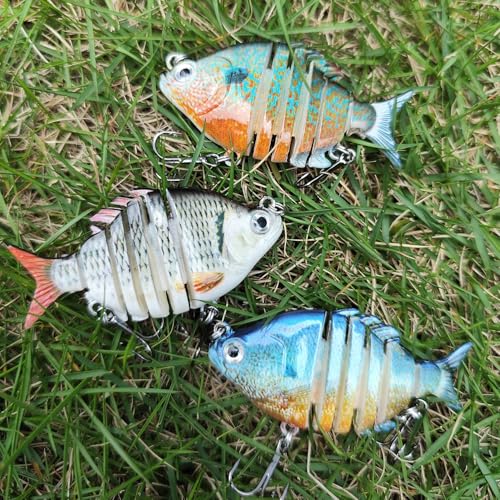 HADORAM Lure Slow Sinking Glide Bait with Fur Tail Lifelike Fishing Tackle for Trout Shad Bass Musky - color: 2.48in-3Pcs