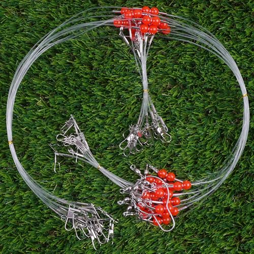 Fishing Leaders Saltwater Tackle Rig Surf Fishing Rigs with Swivel Snaps High Strength Wire Leader Bottom Rigs Fishing Gear Equipment for Lures Bait Hooks - color: White Nylon, style: 2 Arms-12pcs