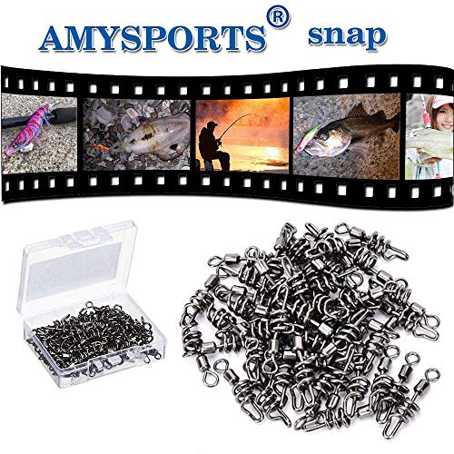 AMYSPORTS Fishing swivels Corkscrew snap swivels Fishing Tackle swivels Saltwater Freshwater Leader Lure jigs line Connector - size: Size2 (95lb) 50 pcs