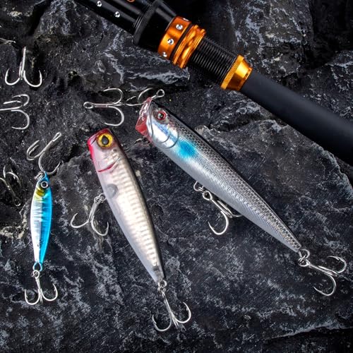 Dr.Fish 30 Pack Hybrid Fishing Treble Hooks 2X Strong, #14-#3/0, Triple Hooks High Carbon Steel Hollow Point, Replacement Hard Lures Crankbait Freshwater Saltwater - size: #4-30 Pack