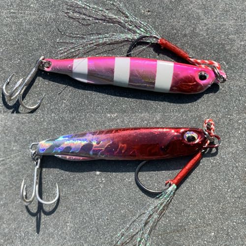Tripquips Micro Shore Jigging Lure Saltwater Fishing Spoon Lures with Ultra-Sharp Hooks, Saltwater Jigs Fishing Lure for Tuna Salmon Grouper, Sea Fishing Jigging Lure, Trolling Spoon for Bass Fishing