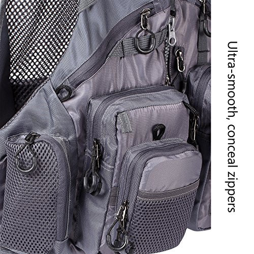 BASSDASH Strap Fishing Vest Adjustable for Men and Women, for Fly Bass Fishing and Outdoor Activities - color: Grey