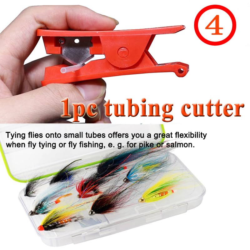 Tube Fly Tying Kit 80PCS Combo Fly Tubing Tools Set Fly Tube Adapter & Cutter with Brass Tube Cone Beads Fly Tying Materials