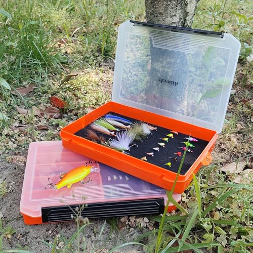 Aventik Fishing Tackle Box Slit Foam Case Jig Box Head Hooks Spinners Spoons Storage Tackle Tray (Orange-3501lure box(1)) - style: Orange-3501lure box(1)