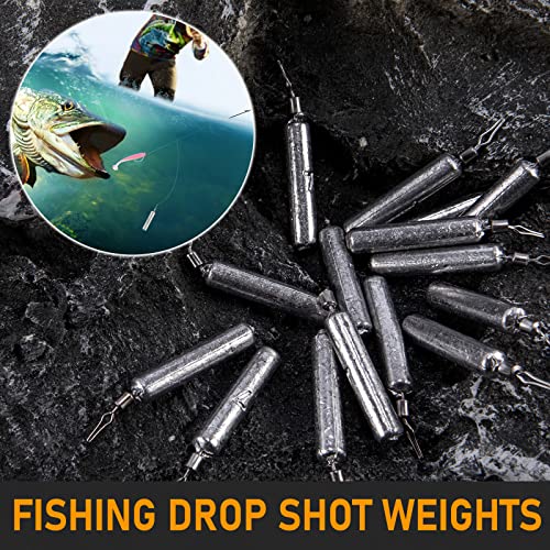 Dr.Fish 50 Pack Fishing Drop Shot Weights Lead Fishing Weights Pencil Skinny Sinkers with Barrel Swivels for Freshwater Bass Fishing - size: 3/16oz-50 Pack