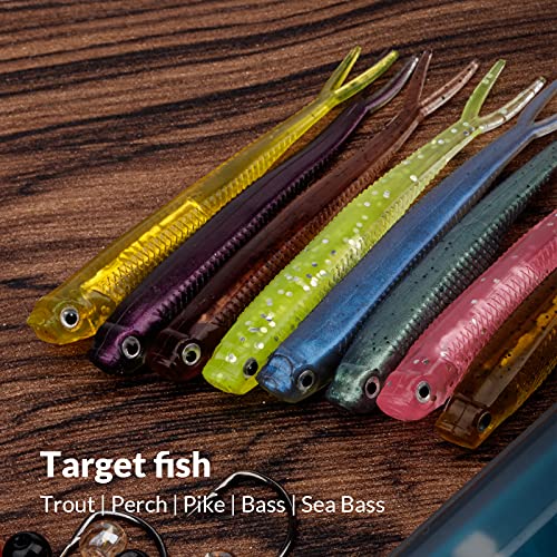 QualyQualy Soft Swimbait Fishing Lures 5PCS 6PCS Jerk Shad Minnow Drop Shot Lure Bass Bait Shad Lure Soft Jerkbait for Bass Trout Pike Walleye Crappie 2.95'' 3.93'' 4.72'' - color: A-5#, size: 2.95" - 6Pcs