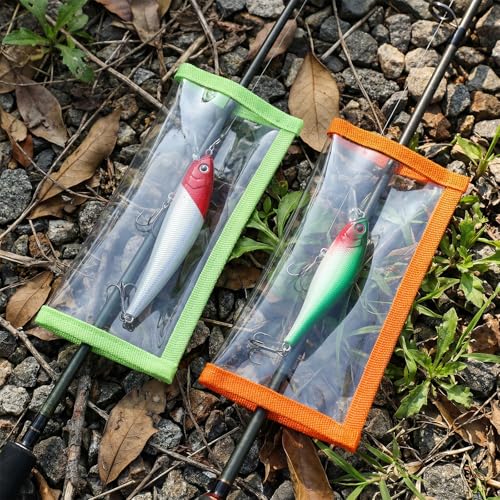 4 Pack Fishing Lure Wraps Clear Fishing Bait Wraps Lure Covers Wrap Hook Protector PVC Binder Protects Organizes Lures Secure Protectors Holder Storage in 2 Sizes for Various Lures