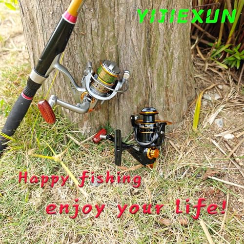 Spinning Reel,Freshwater Spinning Fishing Reels,CNC Alloy Wire Cup,5.2:1 Gear Ratio,2000,Max Drag 22Lbs,Smooth Fresh and Saltwater Fishing Reel - color: Black